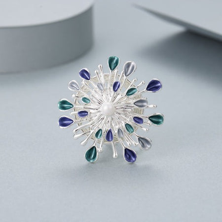 Mia Tui Jewellery Coloured Star Burst Brooch - Blue/Green