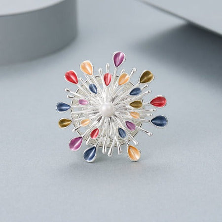 Mia Tui Jewellery Coloured Star Burst Brooch - Pink/Blue