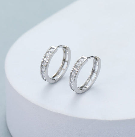 Mia Tui Jewellery Diamante and Silver Hoop Earrings