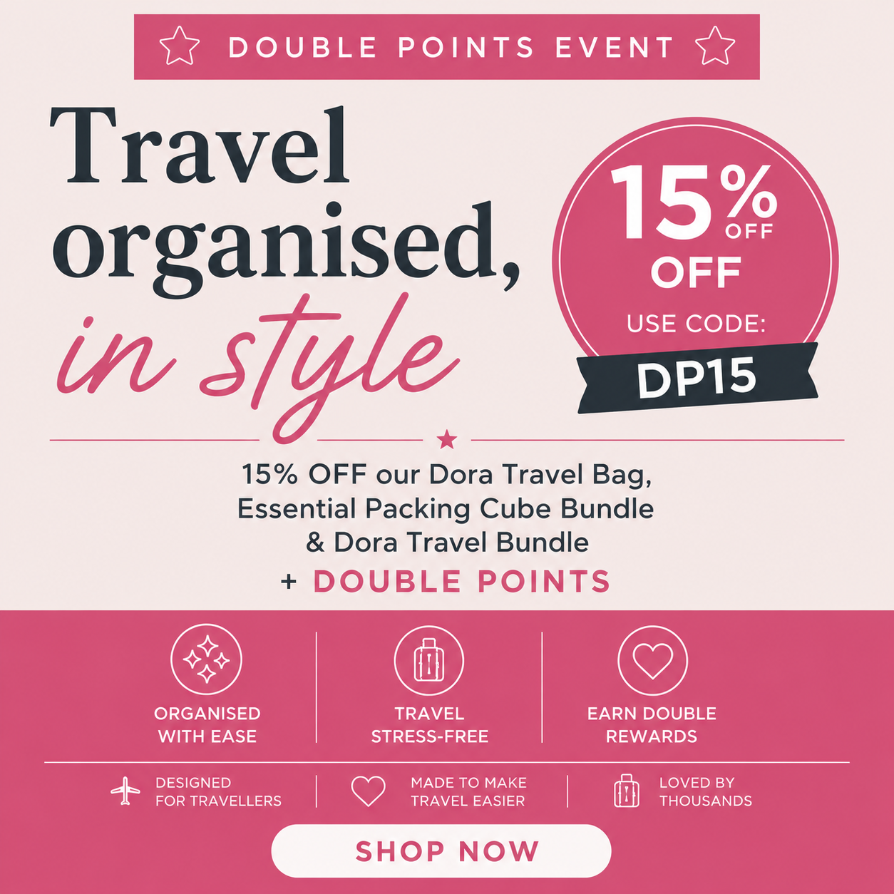 Double Loyalty Point Offer + 15% Off - Code DP15