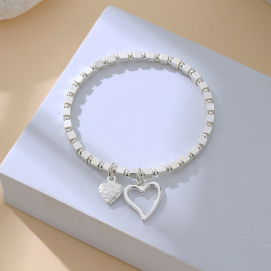 Double Heart Charm Bracelet
