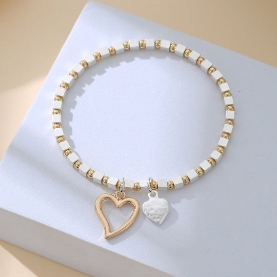 Double Heart Charm Bracelet