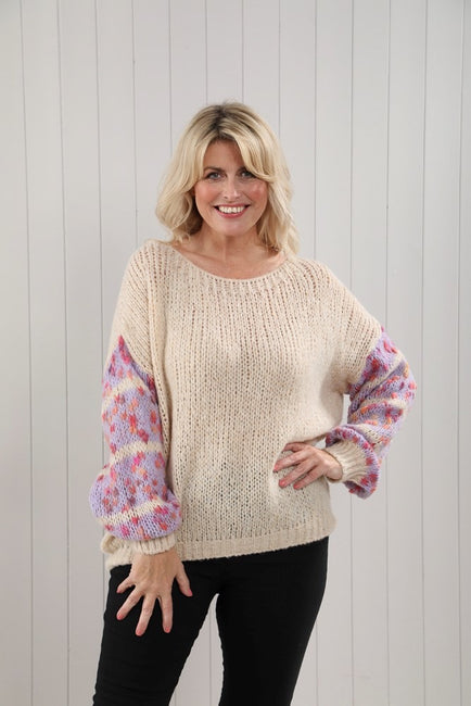 Pom Pom Sleeve Jumper