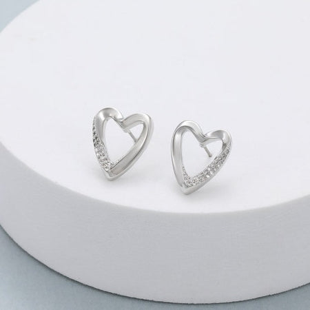 Abstract Diamante Heart Earrings