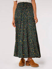 Mia Tui Apricot Flower Forest Smock Waist Skirt