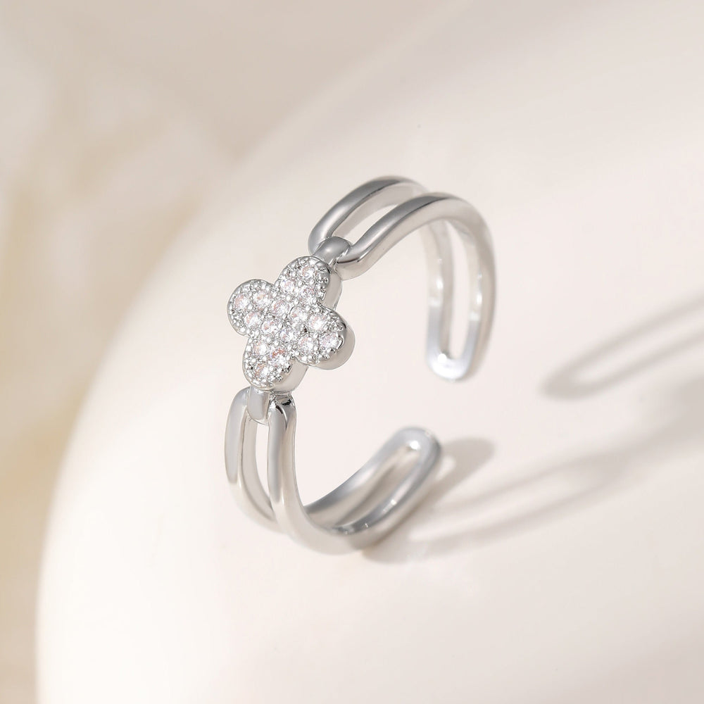 Mia Tui Clover Pavé Adjustable Ring
