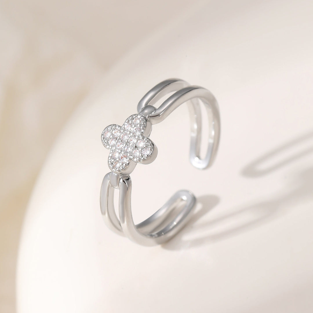 Mia Tui Clover Pavé Adjustable Ring