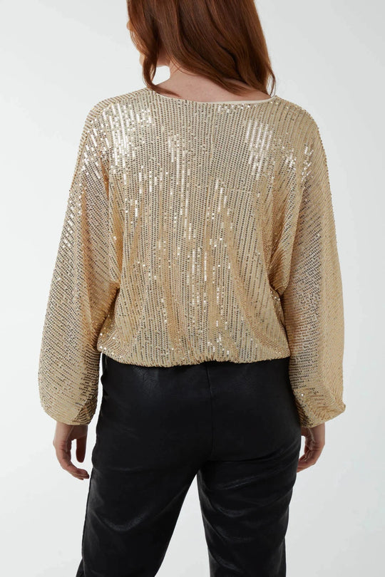 Mia Tui ✨ Gold Sequin Batwing Blouse✨