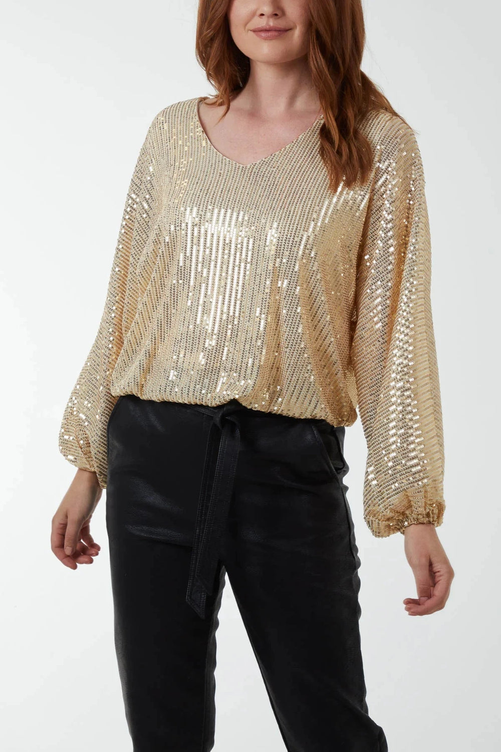 Mia Tui ✨ Gold Sequin Batwing Blouse✨