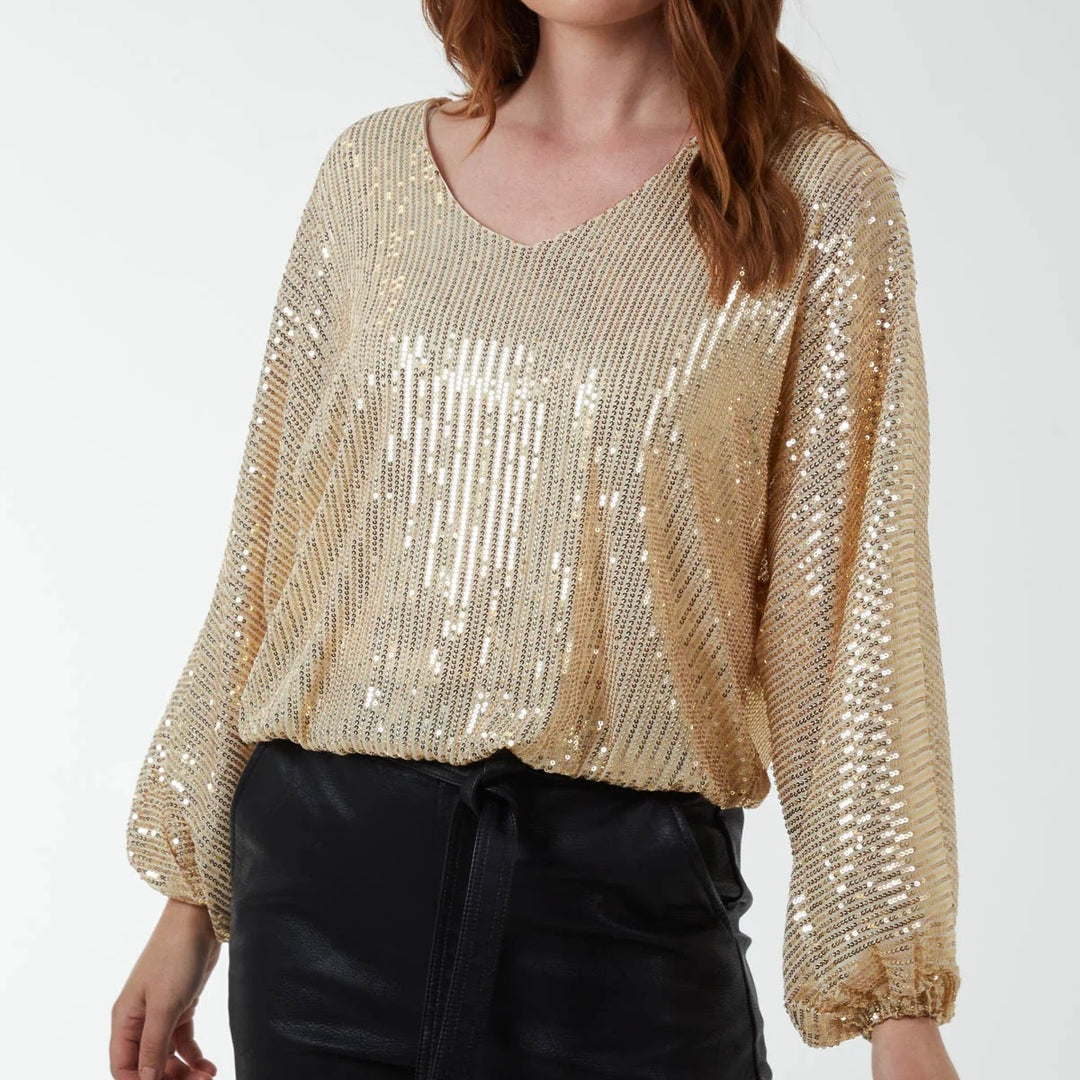 Mia Tui ✨ Gold Sequin Batwing Blouse✨