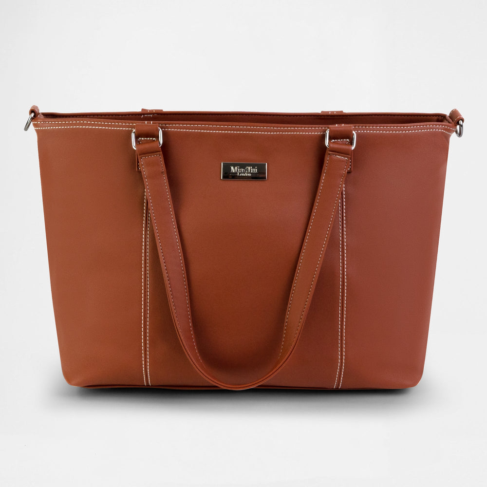 The Jet - Travel Tote Bag - Outlet, stylish brown tote bag designed for airline-compliant travel.
