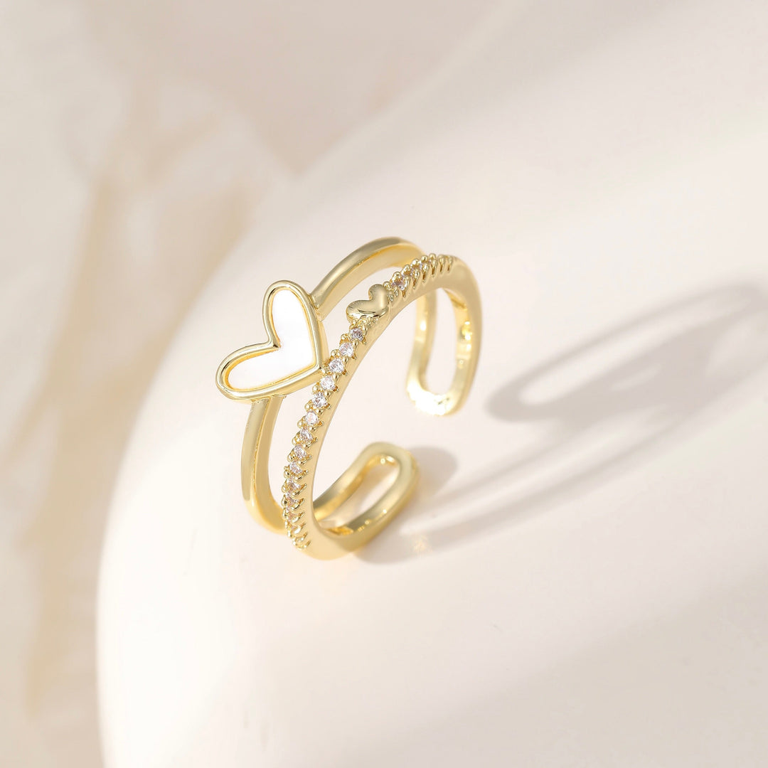 Mia Tui 🌸  Heart & Crystal Adjustable Ring