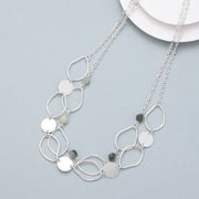 Mia Tui Jewellery Abstract Circle and Stone Necklace - Silver