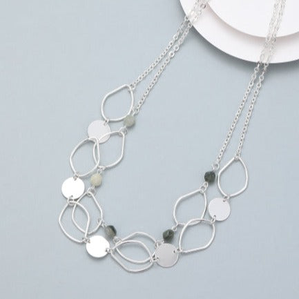 Mia Tui Jewellery Abstract Circle and Stone Necklace - Silver