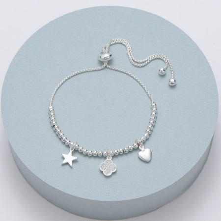 Mia Tui Jewellery Beaded Diamante Clover Charm Bracelet