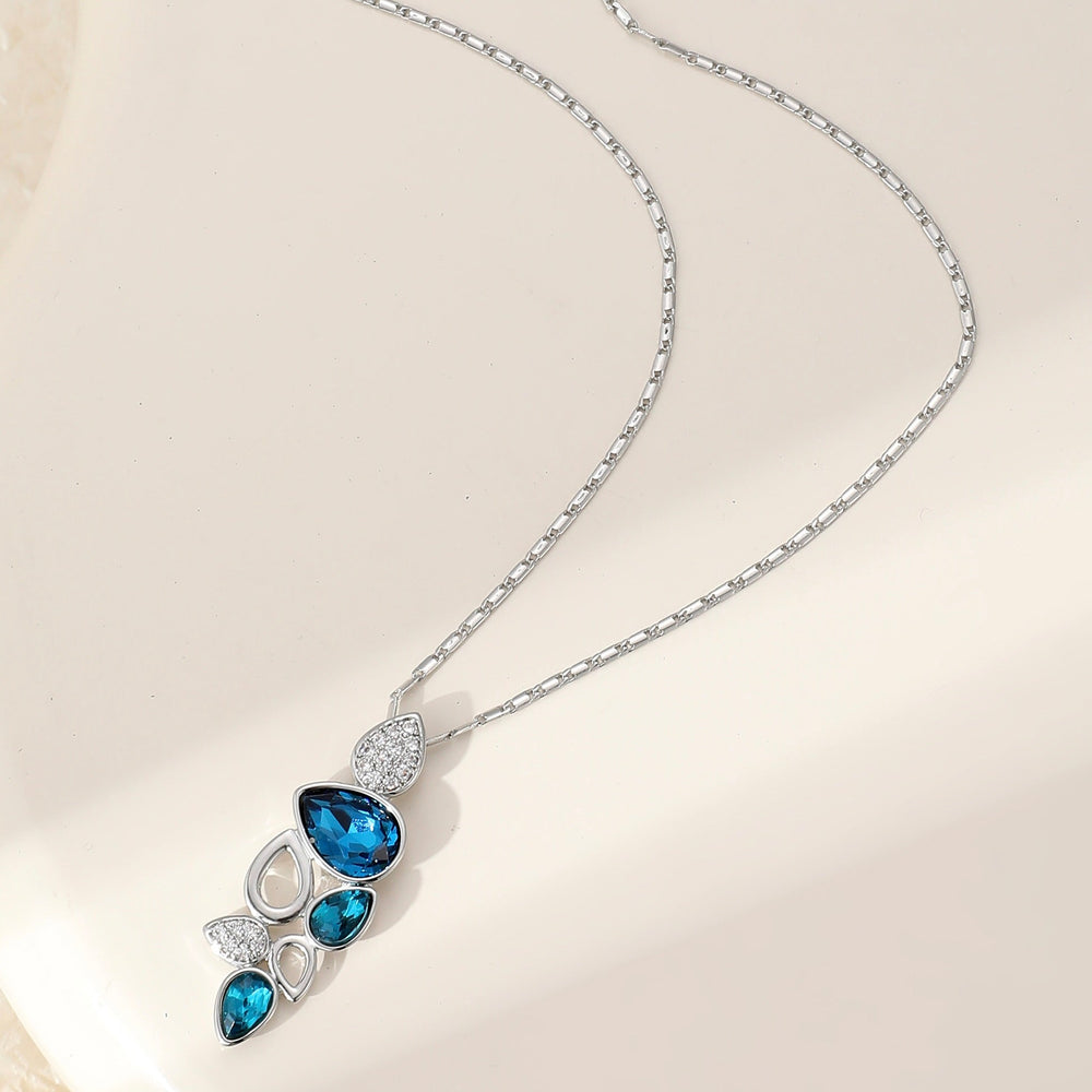 Mia Tui Jewellery Blue Crystal Leaf Open Ring