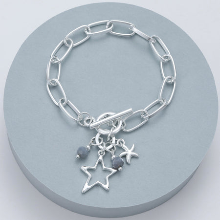 Mia Tui Jewellery Chain Link Star and Stones T-Bar Bracelet