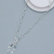 Mia Tui Jewellery Chain Link Star and Stones T-Bar Necklace