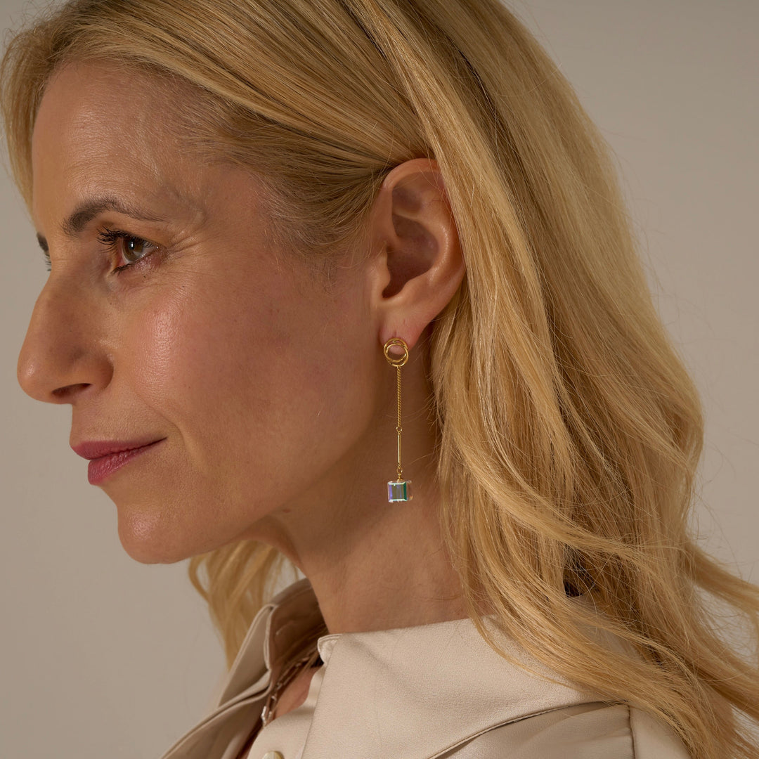 Mia Tui Jewellery Crystal Cube Drop Earrings