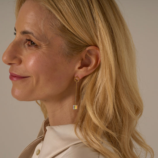 Mia Tui Jewellery Crystal Cube Drop Earrings