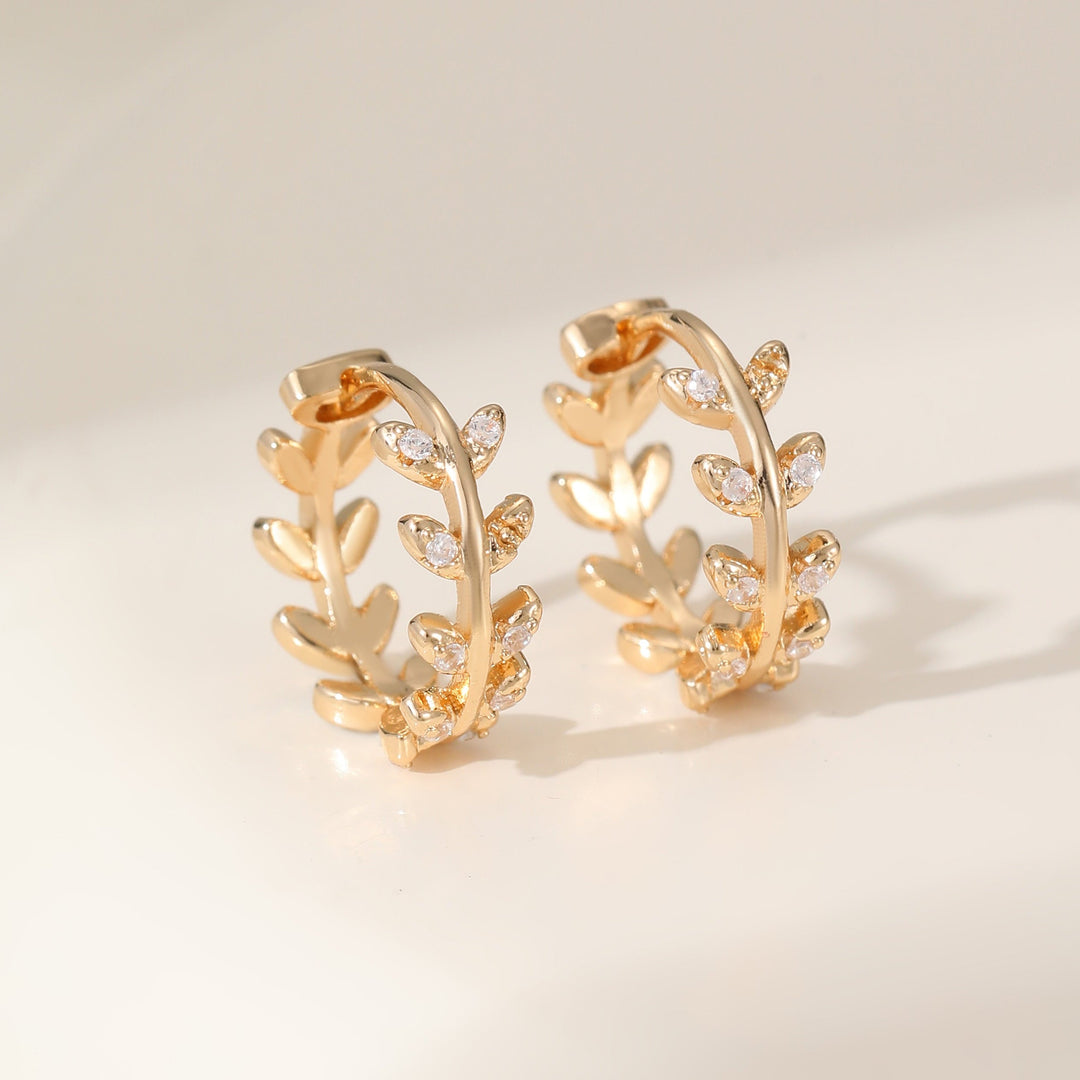 Mia Tui Jewellery Crystal Leaf Hoop Earrings