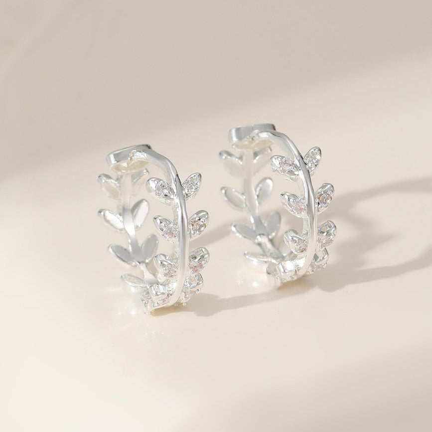 Mia Tui Jewellery Crystal Leaf Hoop Earrings