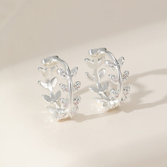 Mia Tui Jewellery Crystal Leaf Hoop Earrings