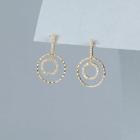 Mia Tui Jewellery Diamante Circle in Circle Earrings - Rose Gold