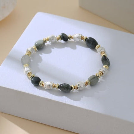 Mia Tui Jewellery Grey Stones Bracelet - Silver & Gold