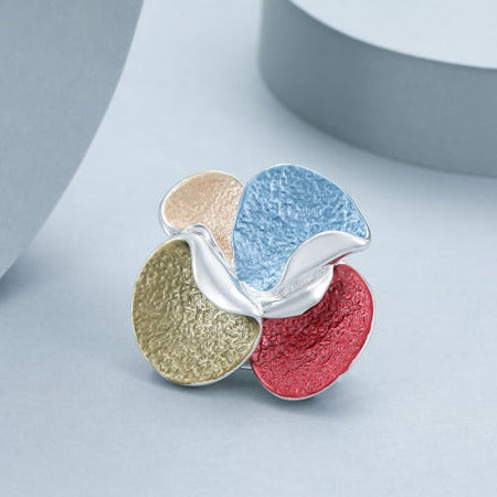 Mia Tui Jewellery Multi Coloured Abstract Flower Brooch