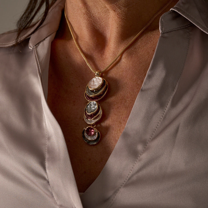 Mia Tui Jewellery Multi-Layer Enamel Pendant Necklace