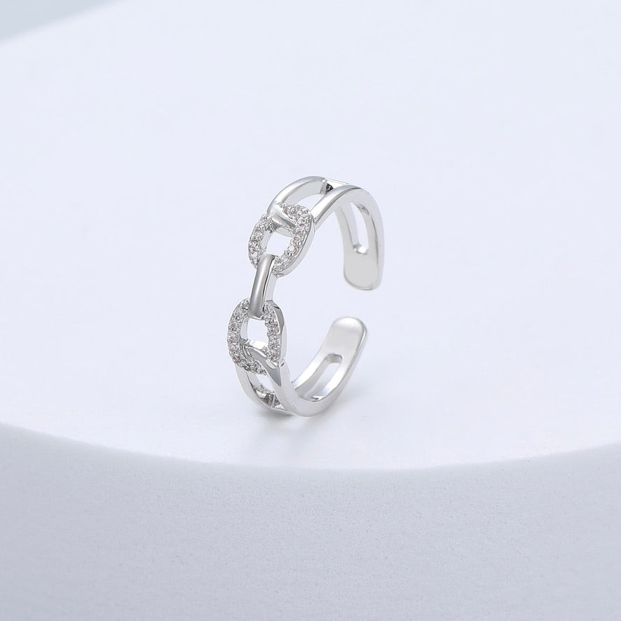 Mia Tui Jewellery Pavé Link Open Ring