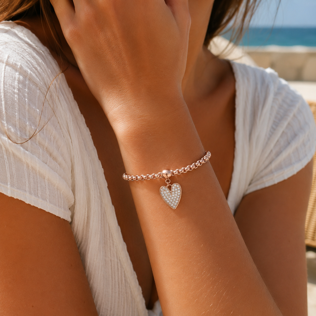 Mia Tui Jewellery Rose Gold Heart Charm Bracelet
