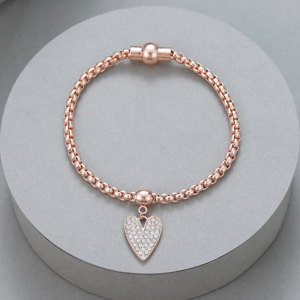 Mia Tui Jewellery Rose Gold Heart Charm Bracelet