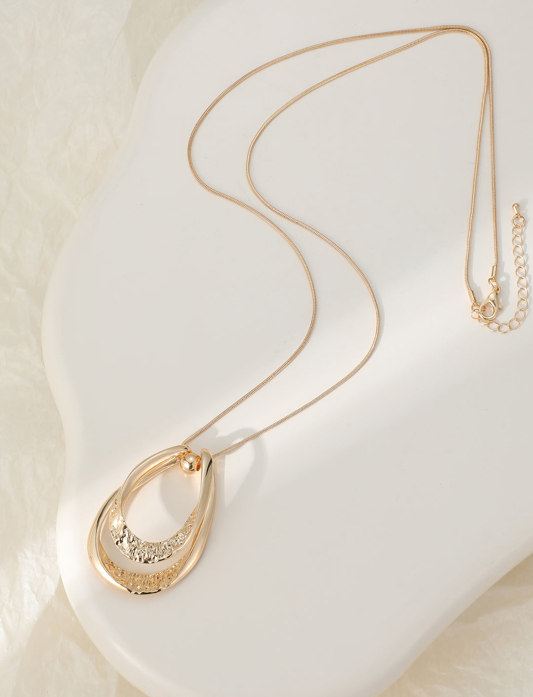 Mia Tui Jewellery Sculpted Teardrop Long Pendant Necklace