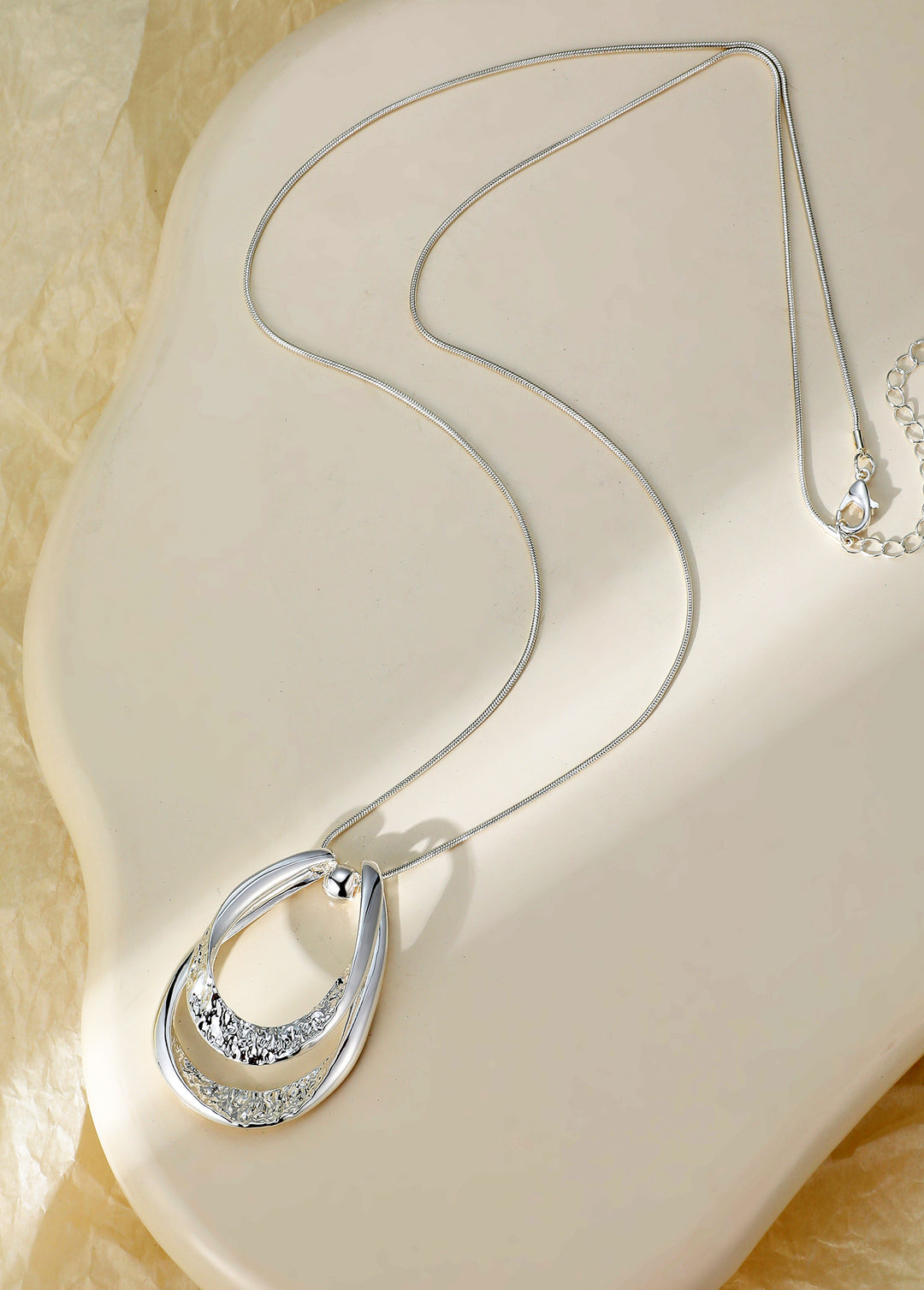 Mia Tui Jewellery Sculpted Teardrop Long Pendant Necklace
