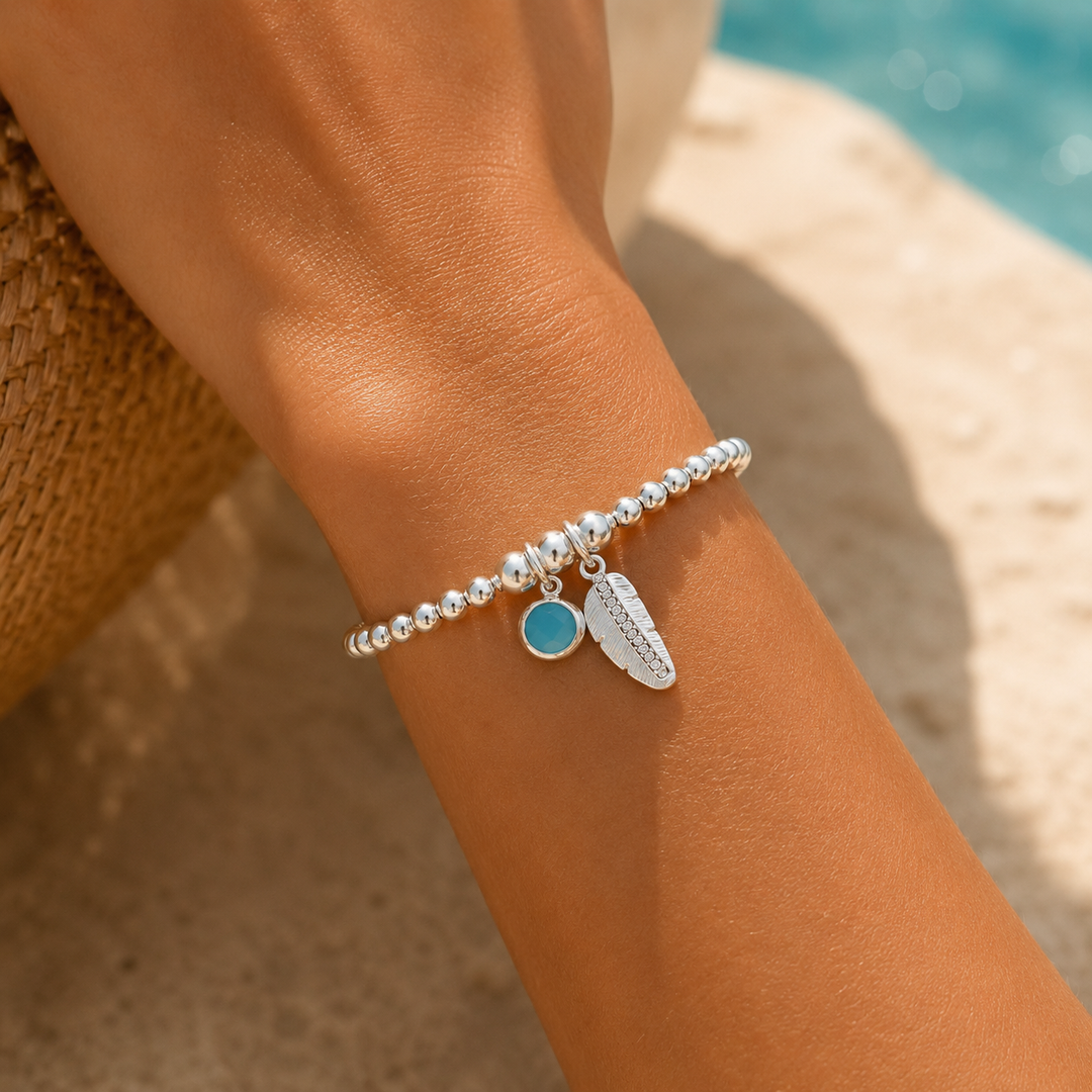 Mia Tui Jewellery Silver Feather Charm Bracelet