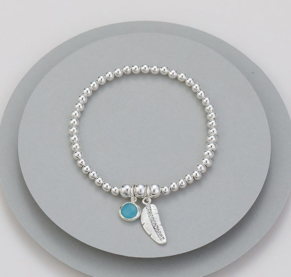 Mia Tui Jewellery Silver Feather Charm Bracelet