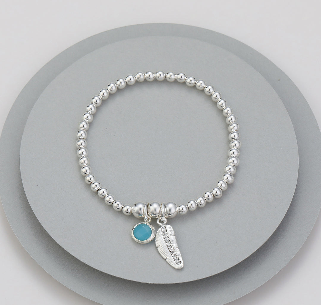 Mia Tui Jewellery Silver Feather Charm Bracelet