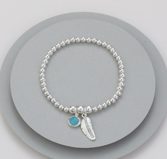 Mia Tui Jewellery Silver Feather Charm Bracelet