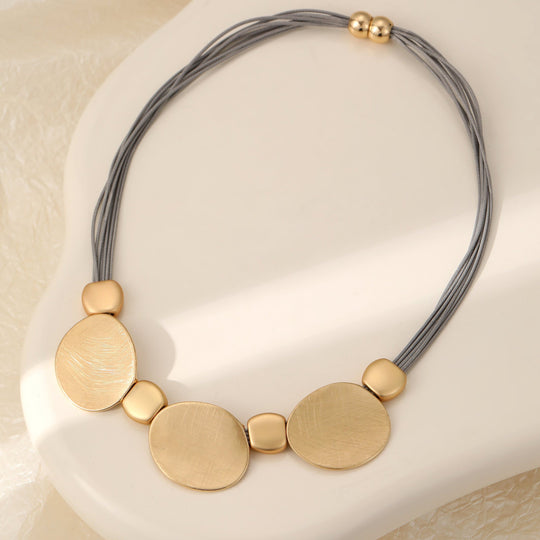 Mia Tui Jewellery Textured Disc Statement Necklace