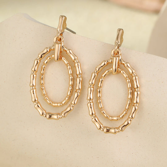 Mia Tui Jewellery Textured Double Oval Drop Earrings