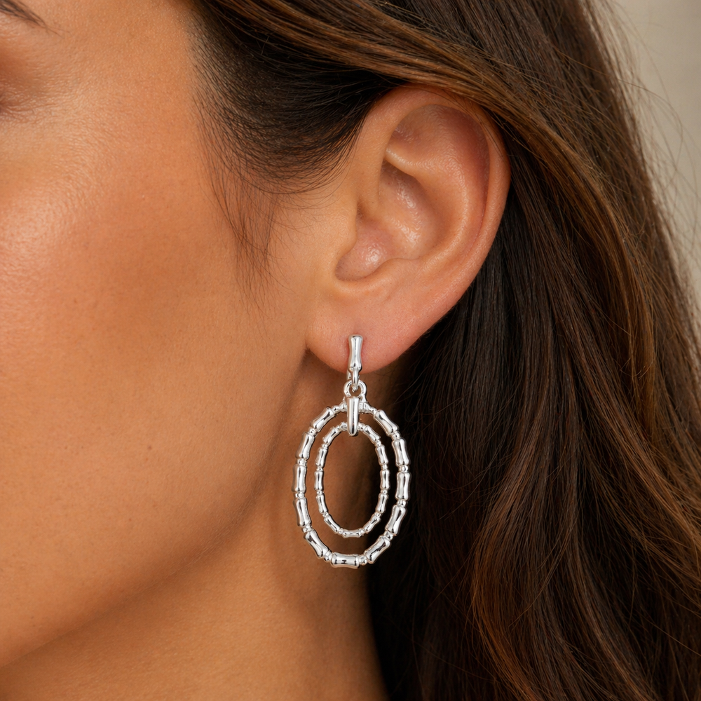 Mia Tui Jewellery Textured Double Oval Drop Earrings