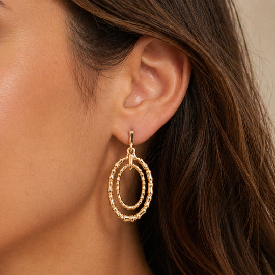 Mia Tui Jewellery Textured Double Oval Drop Earrings