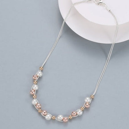 Mia Tui Jewellery Three Tone Balls Rope Style Necklace