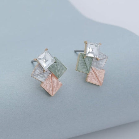 Mia Tui Jewellery Three Tone Mini Squares Earrings