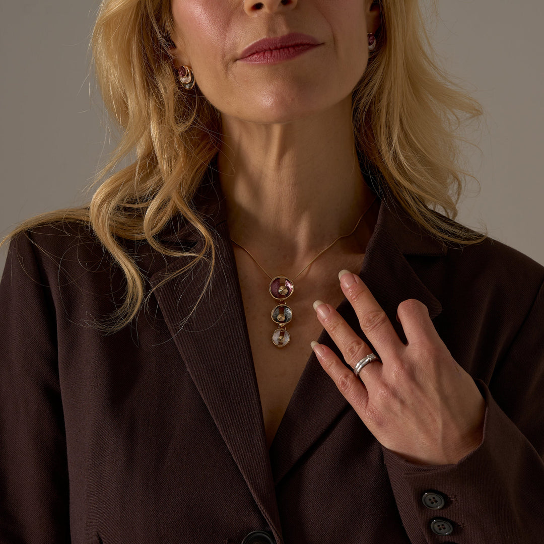 Mia Tui Jewellery Tri-Colour Enamel Pendant Necklace