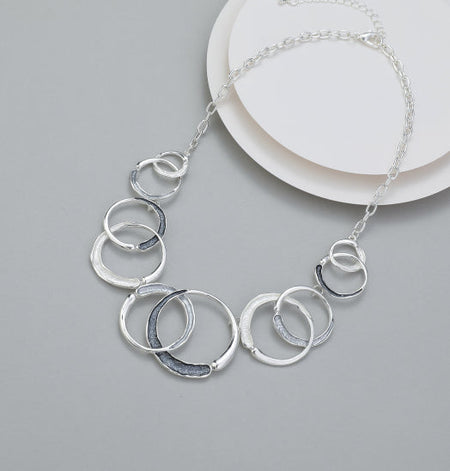 Mia Tui Jewellery Two Tone Silver Multi Circle Necklace