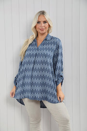 Mia Tui Lined Print Collared Blouse