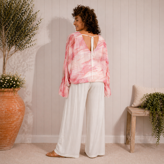 Mia Tui Marble Print Tie Back Top